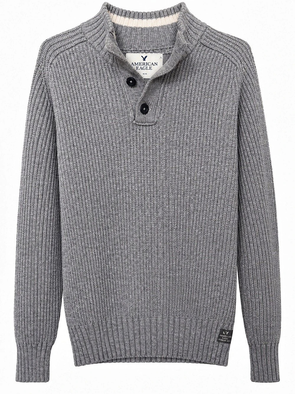 American Eagle Outfitters No. 77 Grey Mock Neck Button Sweater Men’s L